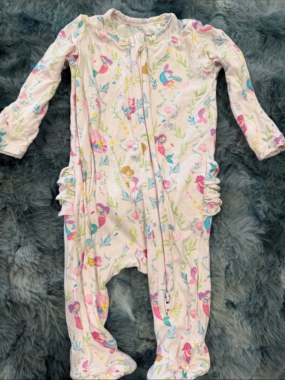 Angel Dear Pink Mermaid Zip Footed One-Piece Pajamas